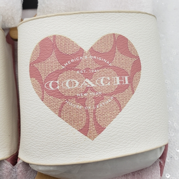 coach pink heart slides